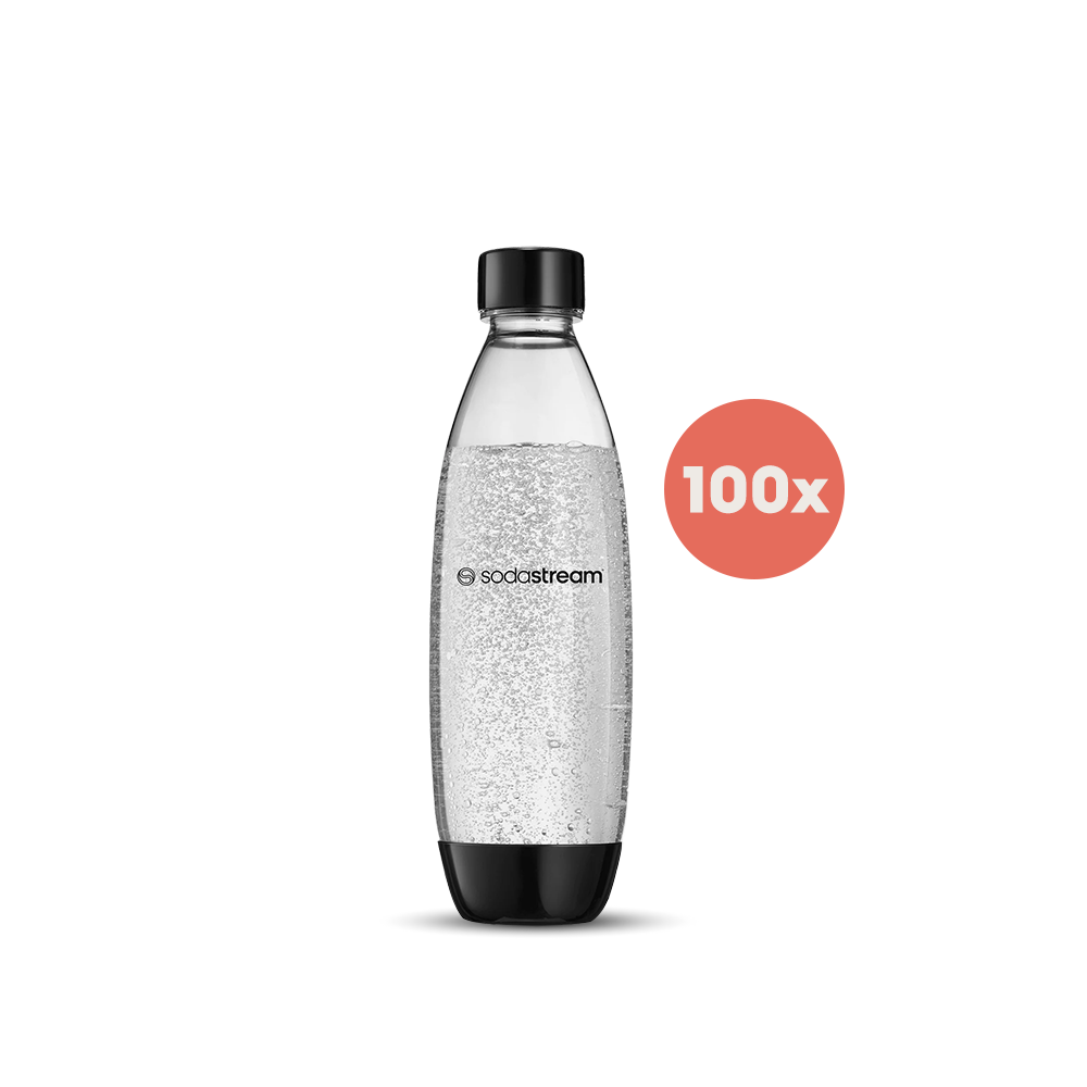 Spülmaschinengeeignete Kunststoffflasche FUSE schwarz 1L, Office Pack L (100 Stück)