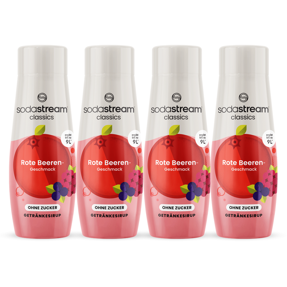 Rote Beeren ohne Zucker Vorrats-Mix Sirup 440ml, 4er-Pack