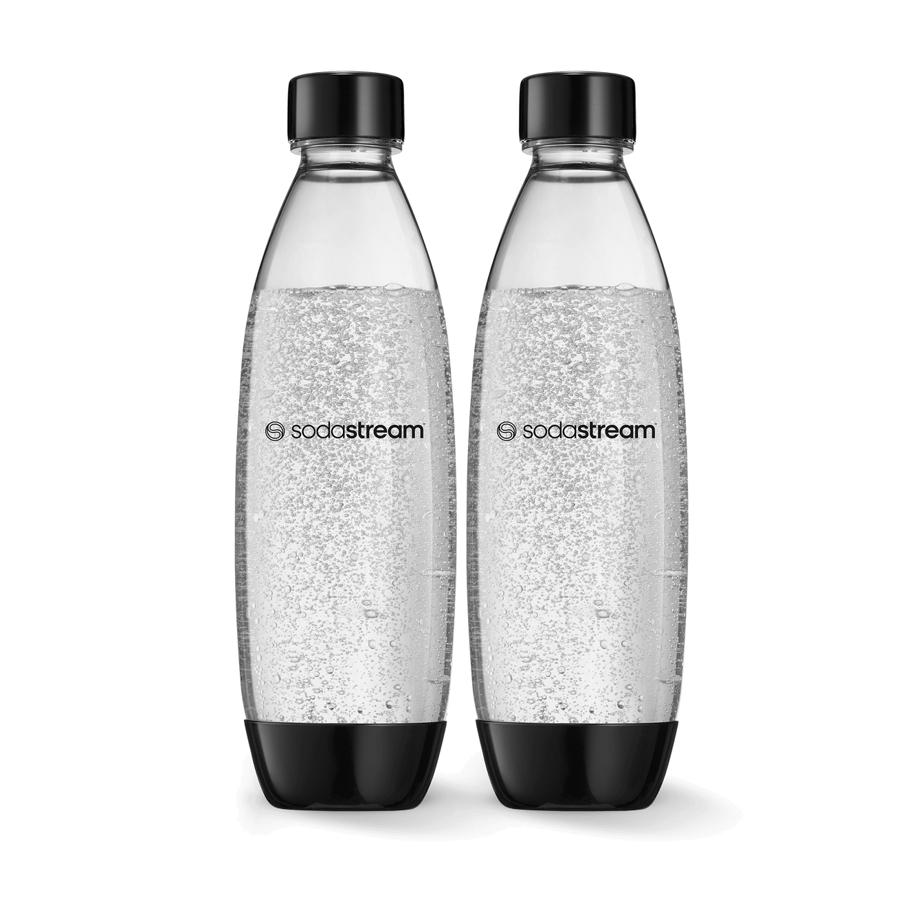 Spülmaschinengeeignete Kunststoffflasche FUSE schwarz 1L, 2er-Pack-Sprudelpack