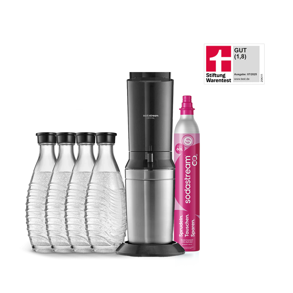 SodaStream CRYSTAL 3.0 Wassersprudler + Quick Connect-Zylinder + Glaskaraffe – SodaStream Deutschland