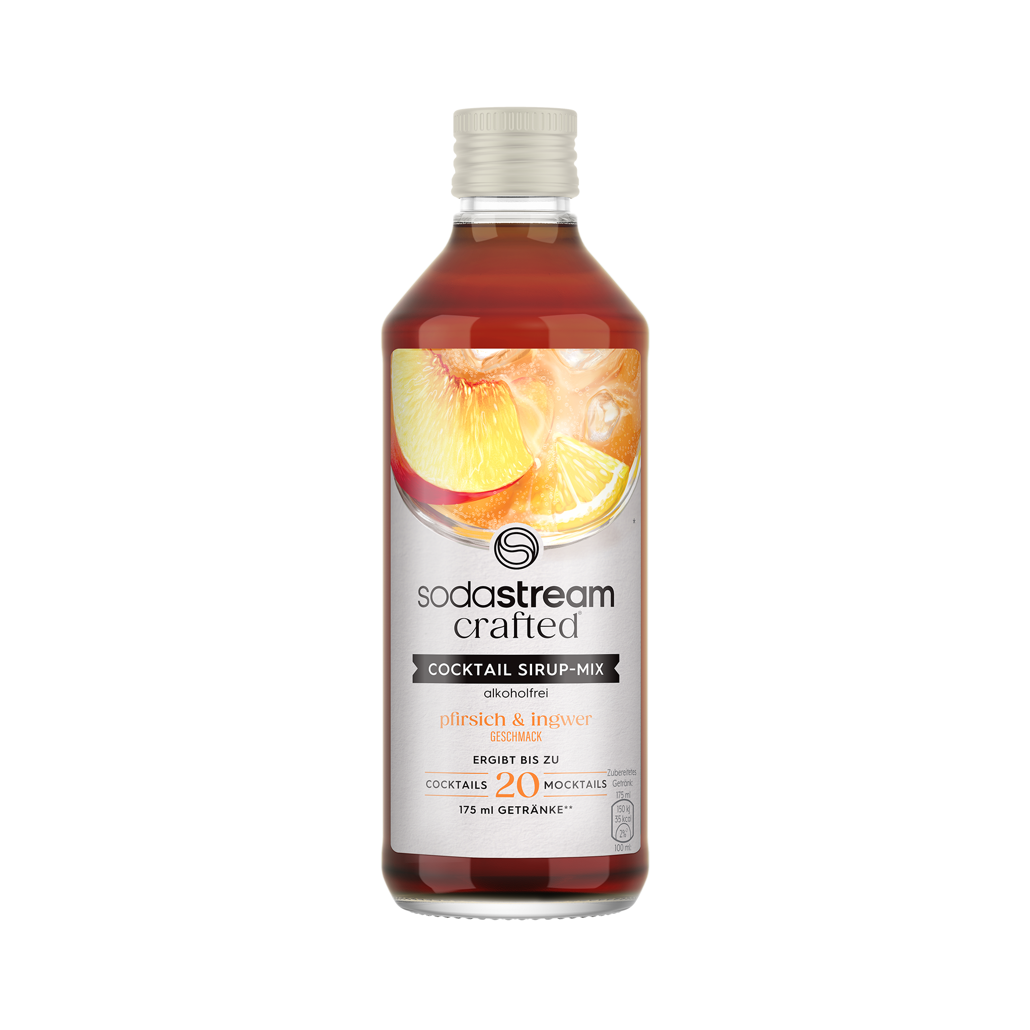 Cocktail Sirup-Mix Pfirsich & Ingwer (alkoholfrei) 330 ml – SodaStream ... Cocktail Sirup-Mix Pfirsich & Ingwer (alkoholfrei) 330 ml – SodaStream ...