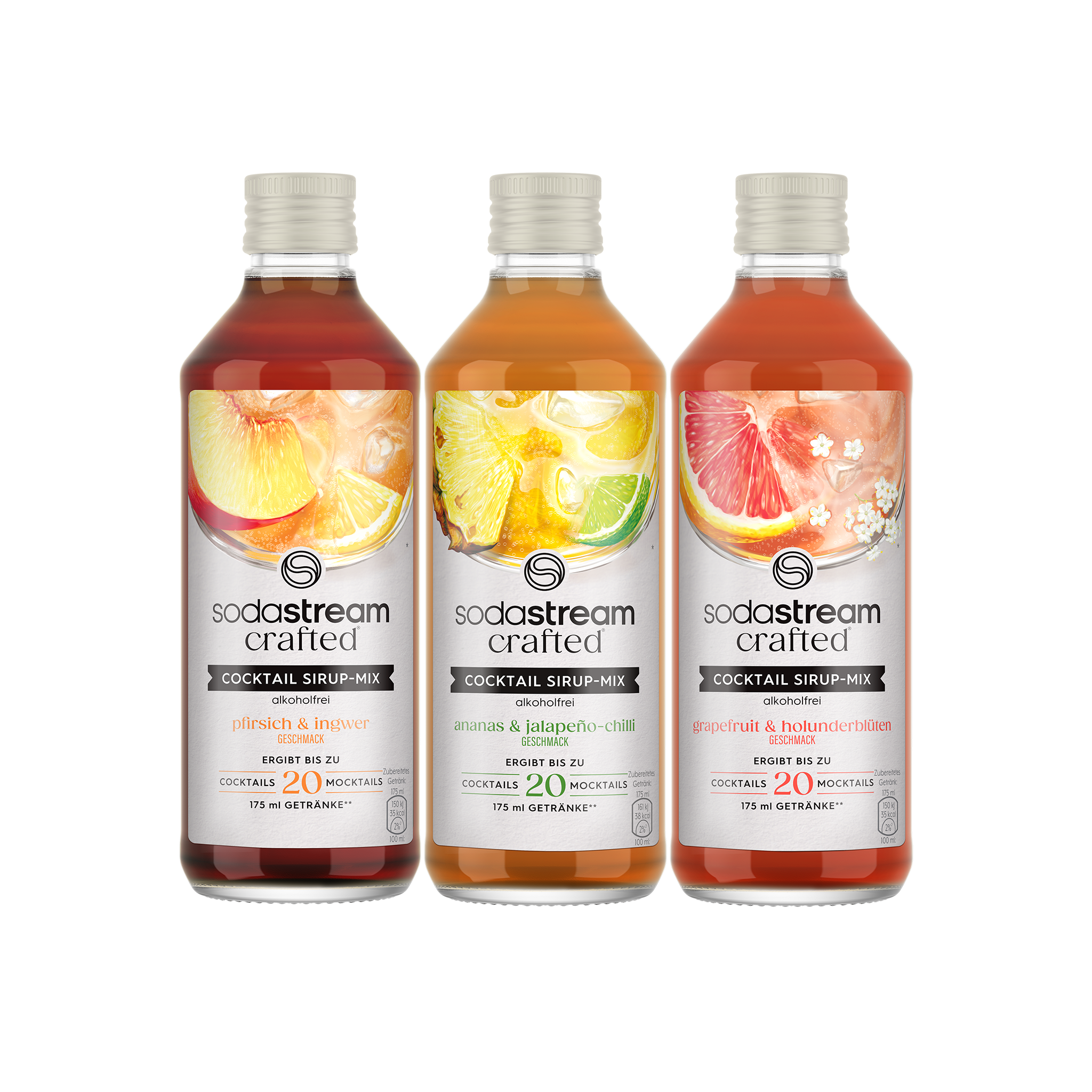 Crafted Cocktail Sirup-Mix (alkoholfrei) 330ml, 3er-Pack