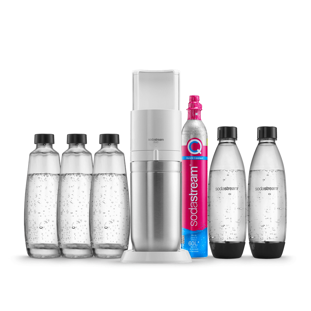 SodaStream Wassersprudler Schwarz / SodaStream Weiß mit – DUO glasflaschen