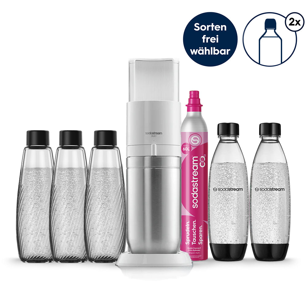 SodaStream DUO Wassersprudler Schwarz / Weiß mit glasflaschen – SodaStream Deutschland