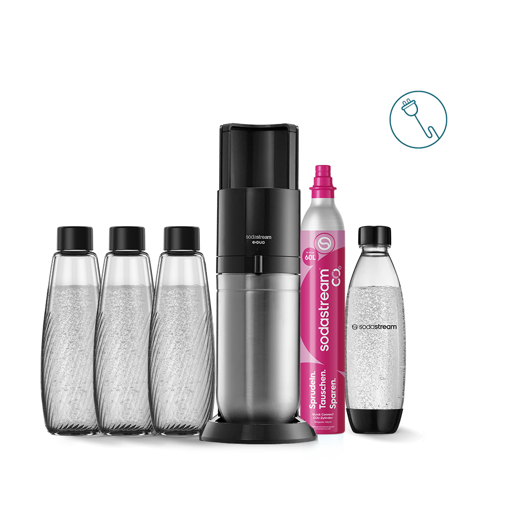 SodaStream E-DUO schwarz mit flasche und quick connect zylinder