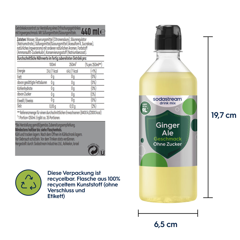Ginger Ale ohne Zucker Sirup drink mix 440 ml – SodaStream Deutschland