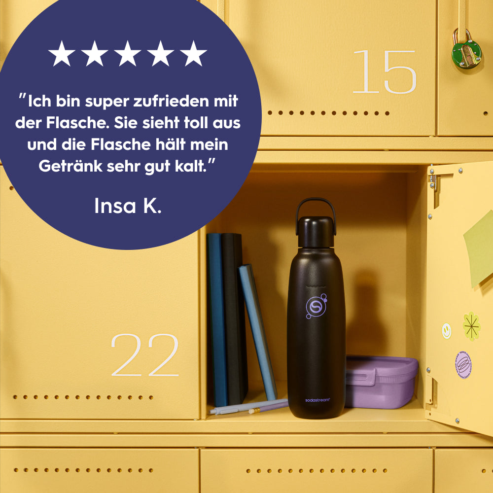 Fizz&go Edelstahl Sprudlerflasche (Charcoal) 0,9 L, 1er-Pack