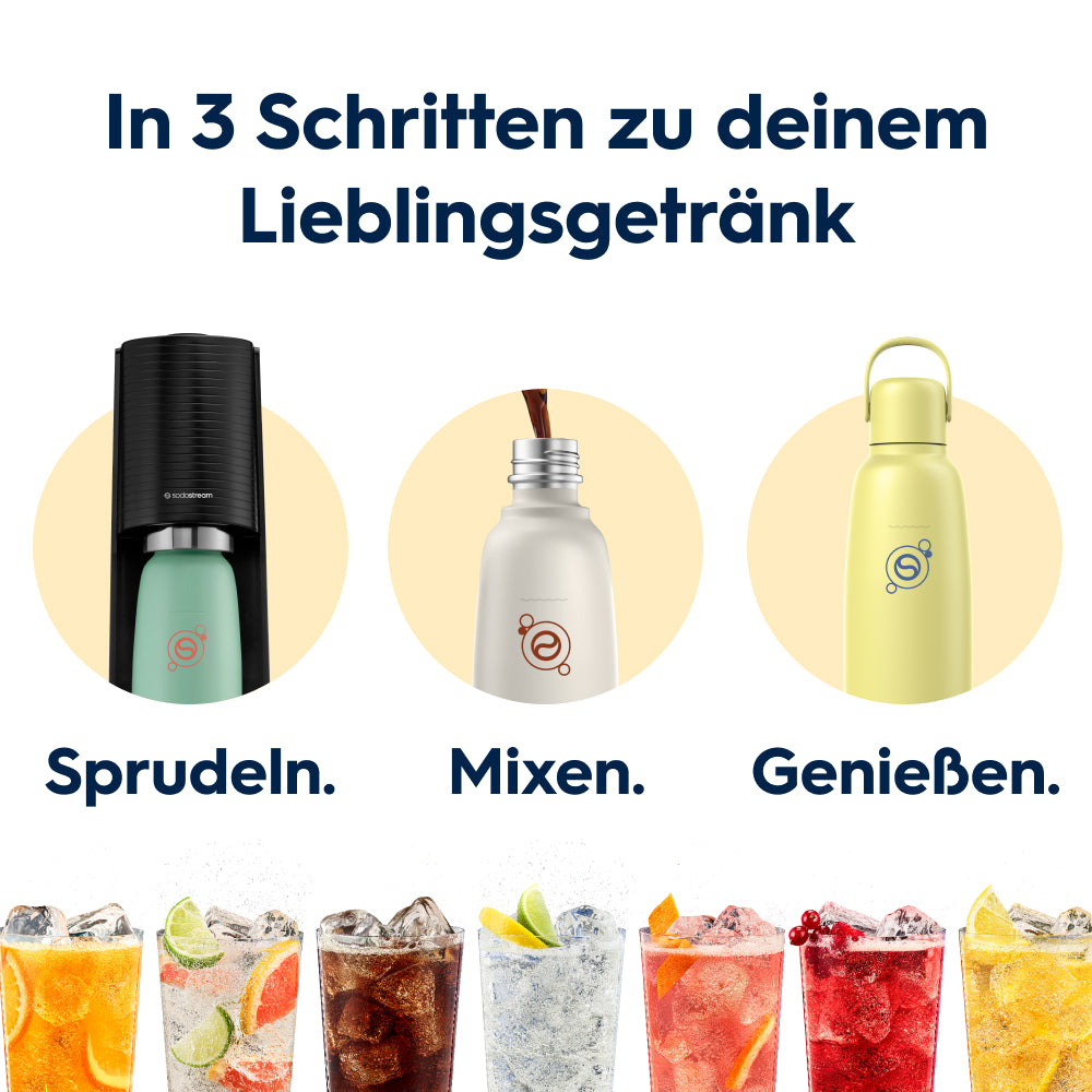Fizz&go Edelstahl Sprudlerflasche (Lemon Zest) 0,9 L, 1er-Pack