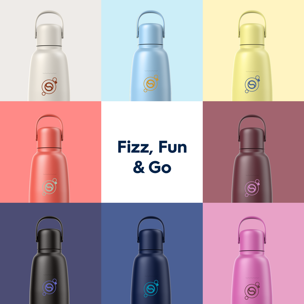 fizz & go Edelstahl Sprudlerflasche (Mint) 0,9 L, 1er-Pack – 8