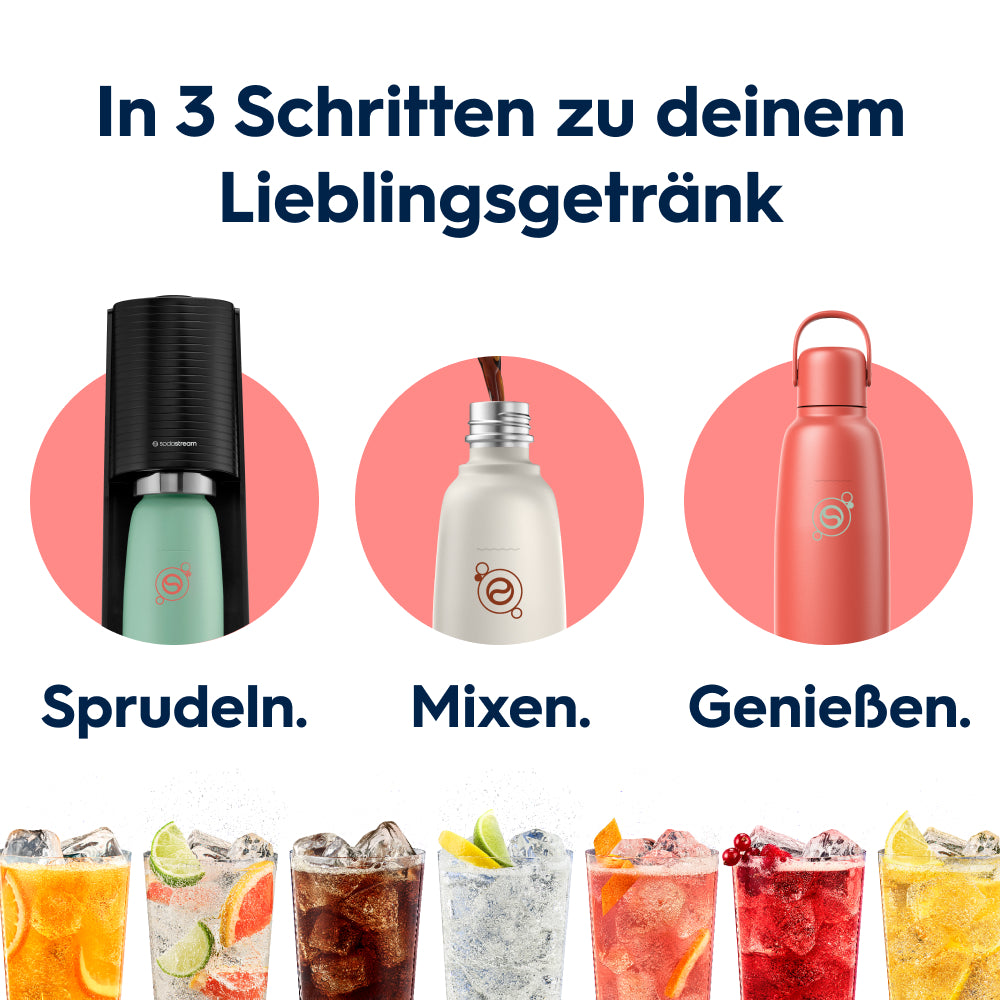 Fizz&go Edelstahl Sprudlerflasche (Papaya) 0,9 L, 1er-Pack