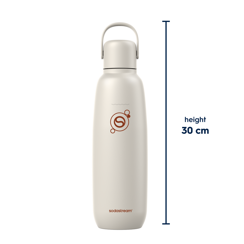 fizz & go Edelstahl Sprudlerflasche (Sand) 0,9 L, 1er-Pack – 10