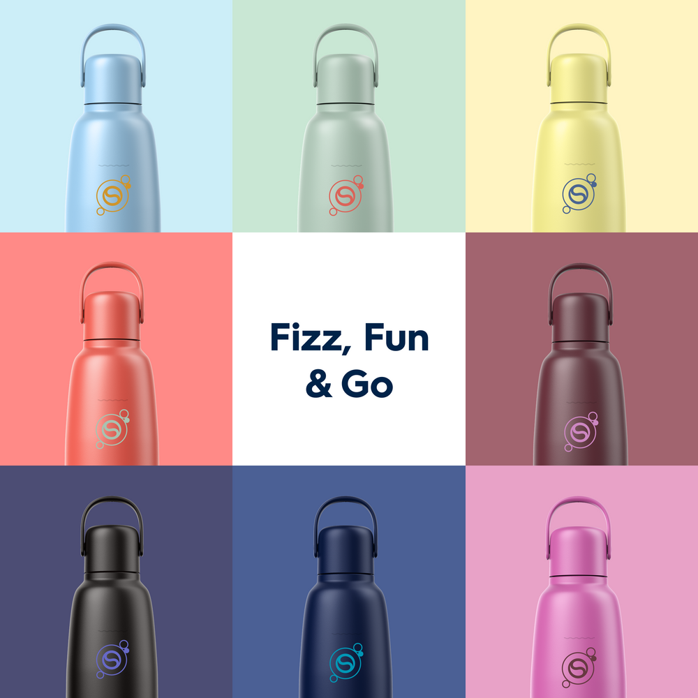 fizz & go Edelstahl Sprudlerflasche (Sand) 0,9 L, 1er-Pack – 8
