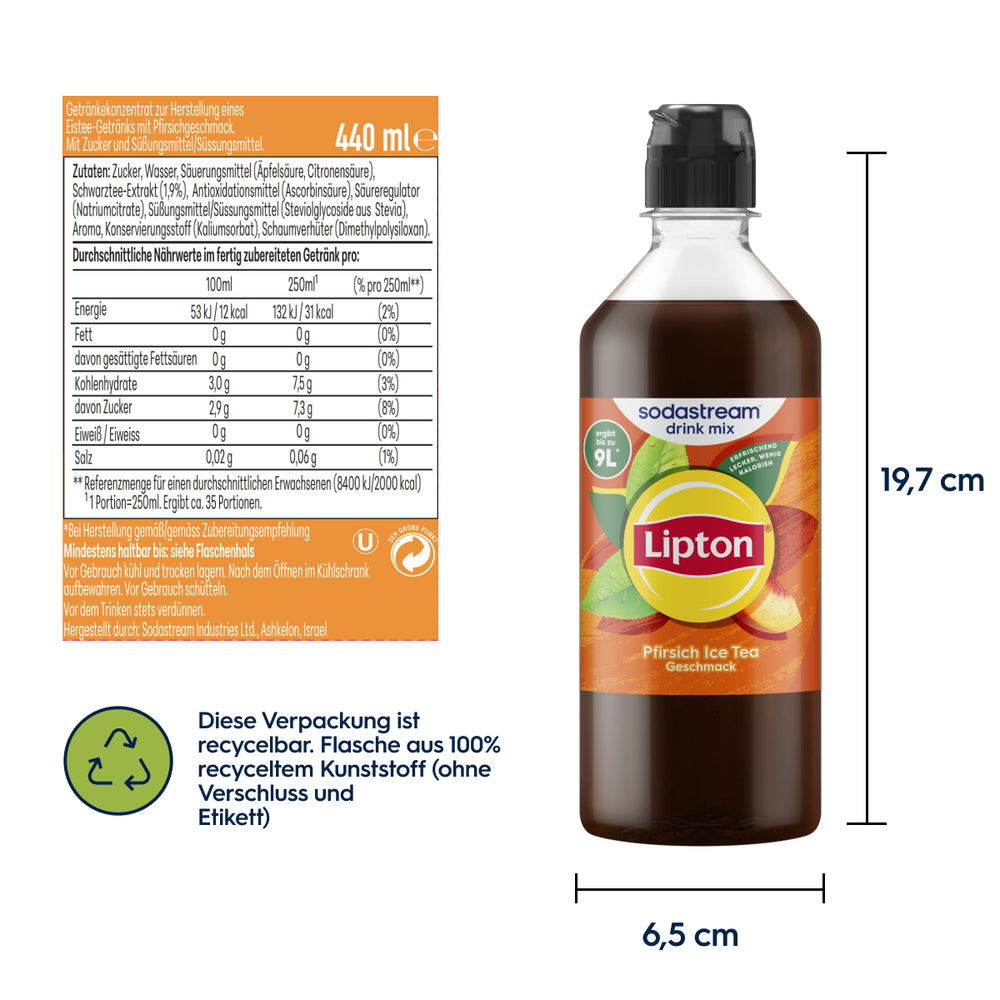 Sodastream Lipton Pfirsich Ice Tea Sirup drink mix 440 ml – SodaStream Deutschland