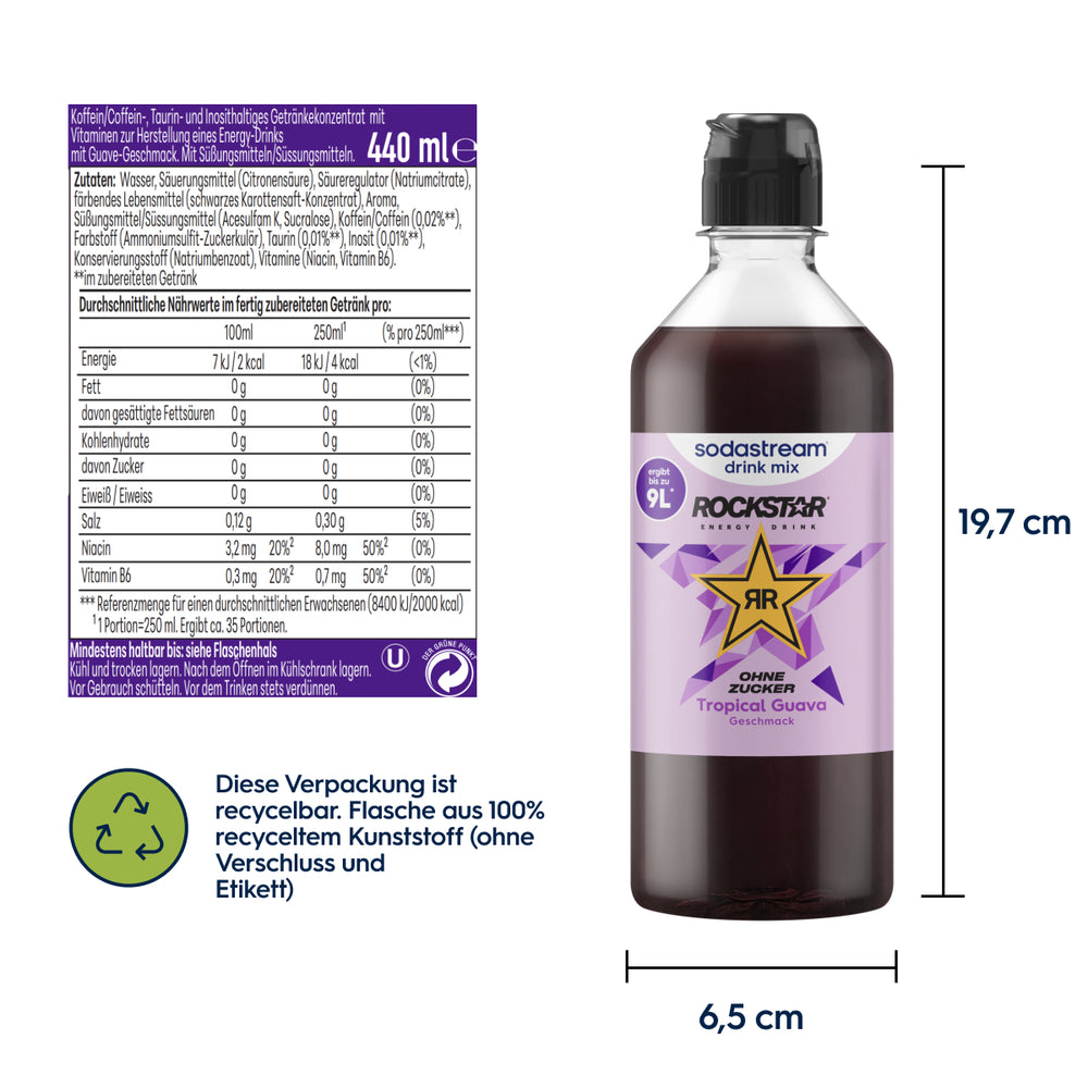 Rockstar Tropical Guava ohne Zucker Sirup drink mix 440 ml