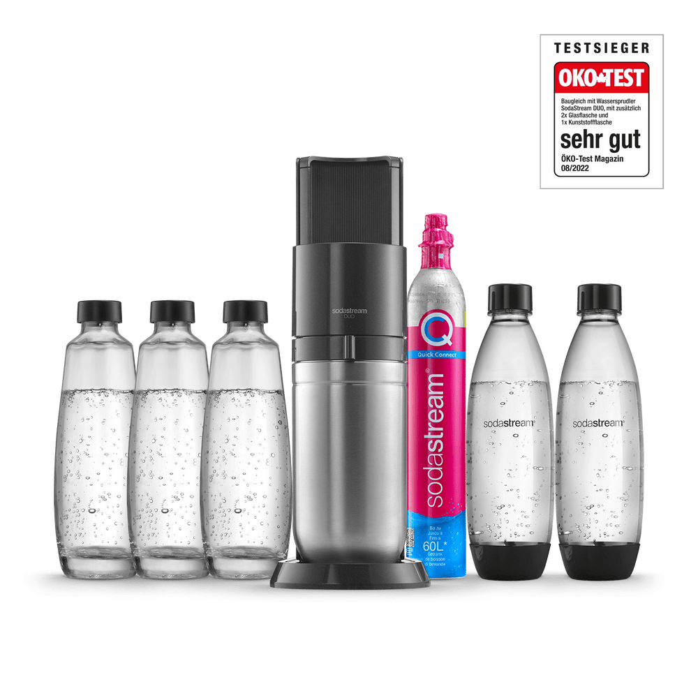 SodaStream DUO Wassersprudler Schwarz – SodaStream / mit Weiß glasflaschen