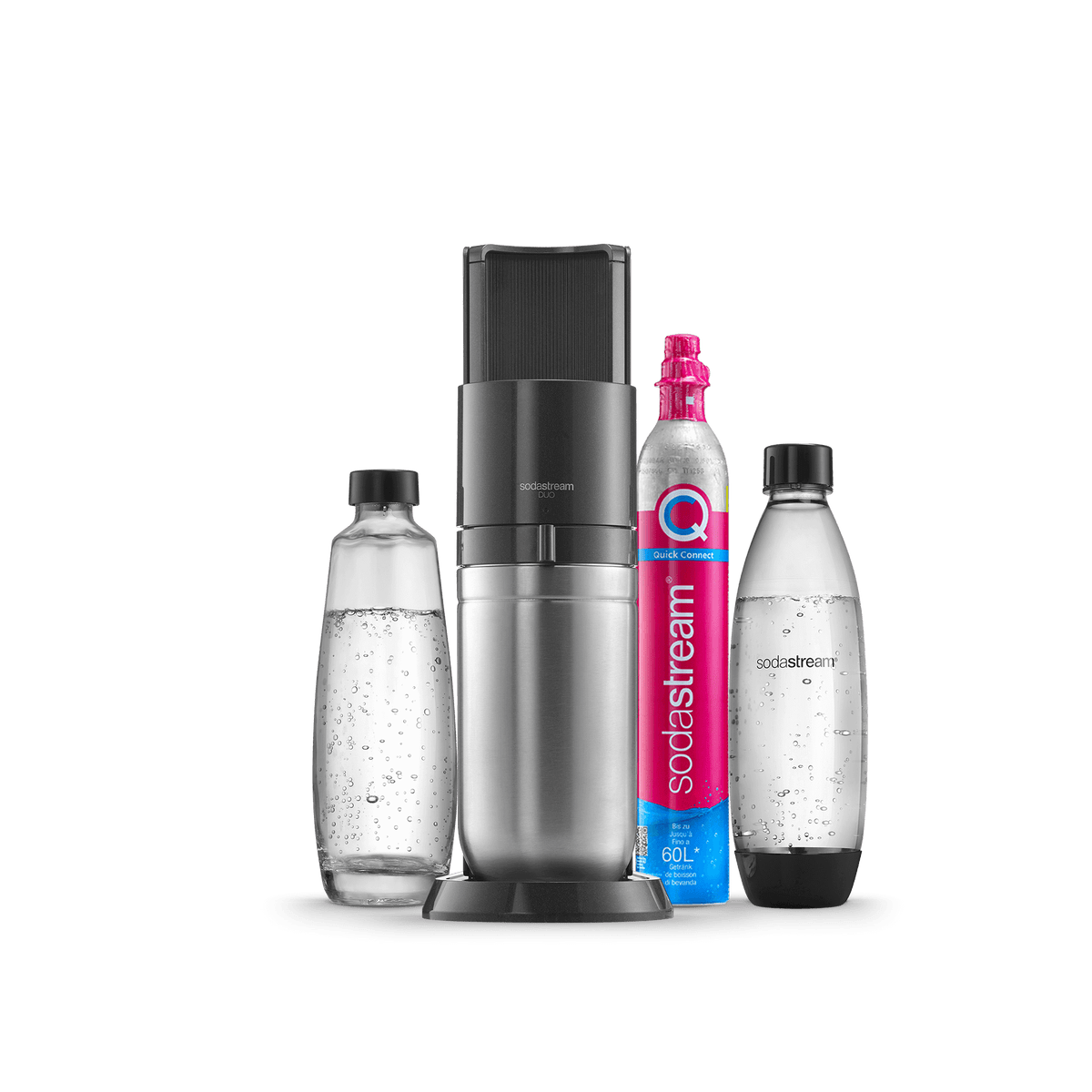 mit glasflaschen – Wassersprudler / SodaStream Schwarz Weiß DUO SodaStream